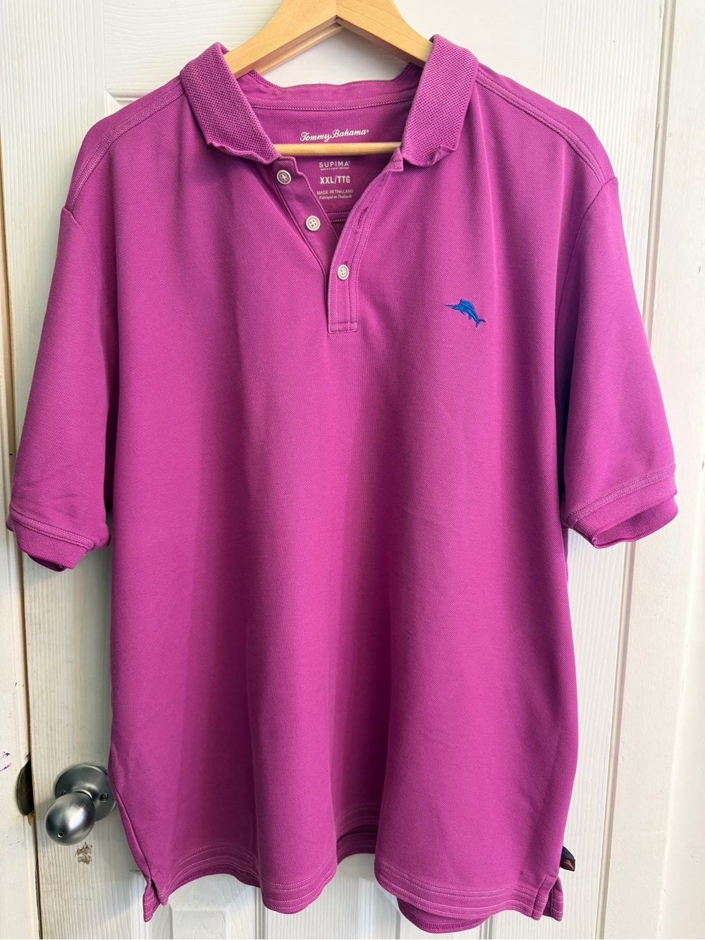Tommy Bahama Men's Bright Magenta Polo with Blue Logo